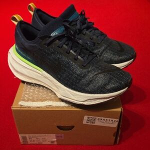 Mens Size 10 Nike Zoom Invincible Run FK3 Dark Blue/Green Athletic Shoes